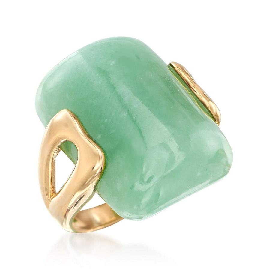 Ross-Simons Rectangular Green Jade Ring in 14kt Yellow Gold 33 ct