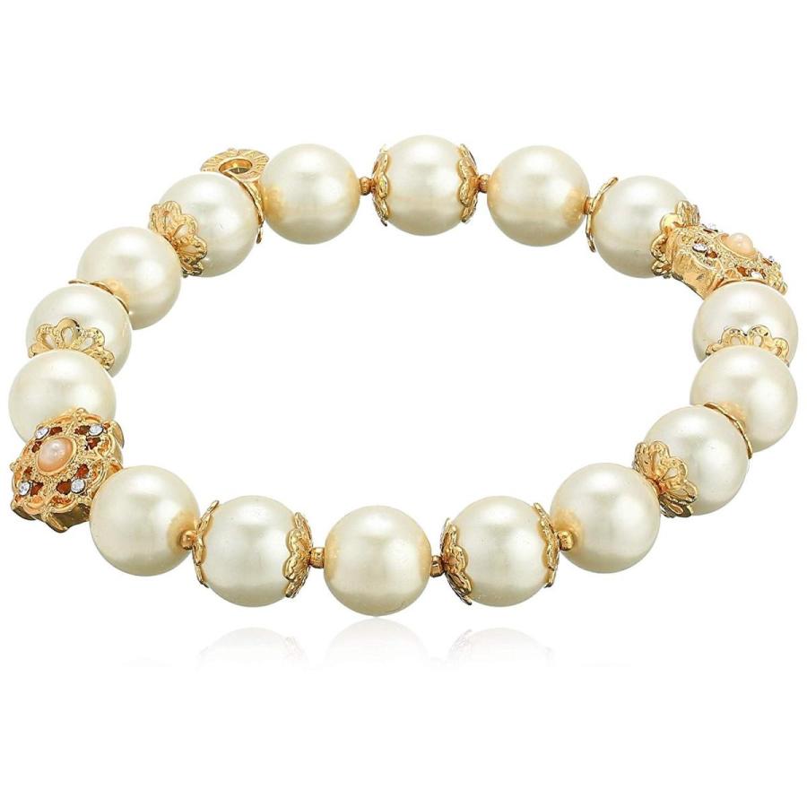 Anne Klein Womens Gold Tone Pearl Stretch Bracelet， Size: 0