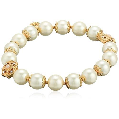 Anne Klein Womens Gold Tone Pearl Stretch Bracelet， Size: 0 
