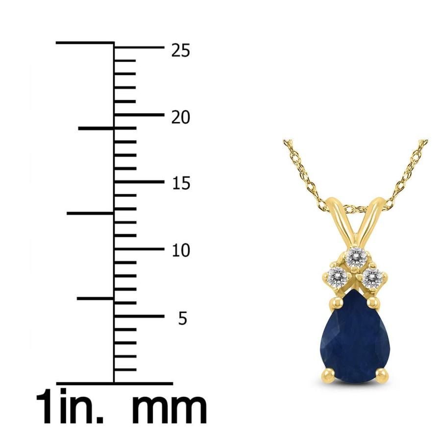 14K Yellow Gold 6x4MM Pear Sapphire and Diamond Pendant