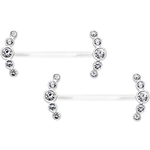 Body Candy Bioplast 925 Sterling Silver Clear Round Curve Nipple Ring
