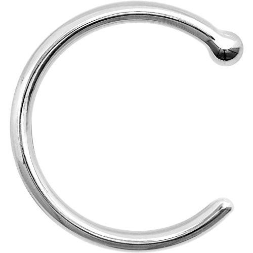 Body Candy Unisex Adult Solid 14k White Gold Nose Stud Hoop 5/16" 18 G