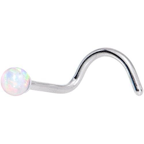Body Candy Steel White 2.5mm Synthetic Opal Ball Left Nose Screw 20 Ga