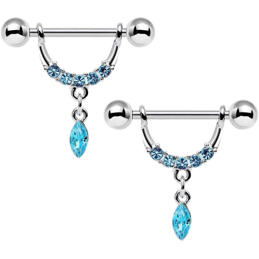 Body Candy Stainless Steel Brilliant Blue Drip Drop Dangle Nipple Ring 2019040316174301792b