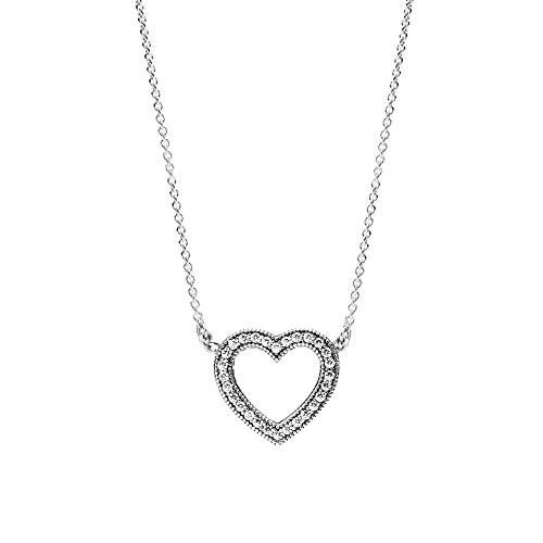 Loving Hearts of PANDORA Pendant Necklace, Clear CZ 590534CZ-45 Adjust