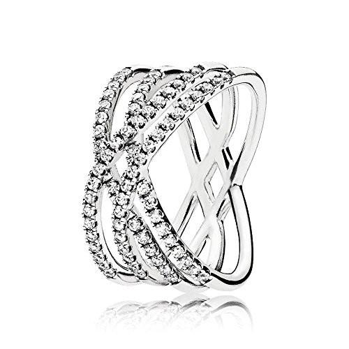 PANDORA Cosmic Lines Ring， Sterling Silver And Clear Cz