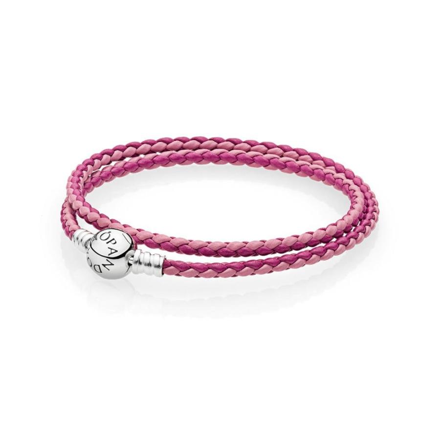 Pandora Mixed Pink Woven Double-Leather Charm Bracelet 590747CPMXD2｜twilight-shop｜02