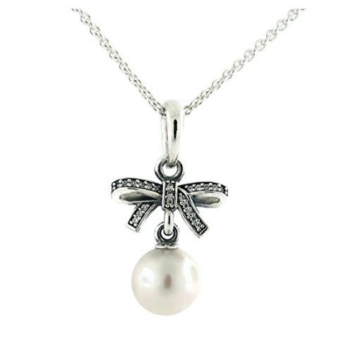 PANDORA Delicate Sentiments, White Pearl & Clear CZ Pendant 390380P-70