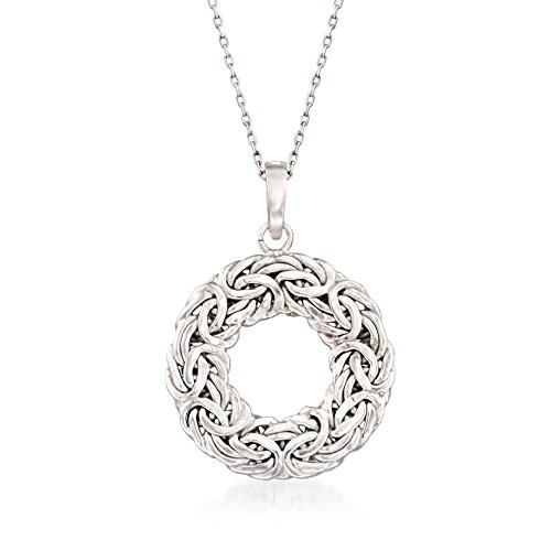 Ross-Simons Sterling Silver Byzantine Open Circle Pendant Necklace