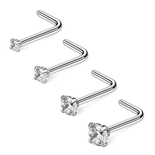 Ruifan 4PCS 22G 316L Surgical Steel 1.5mm 2mm 2.5mm 3mm Clear Round Di