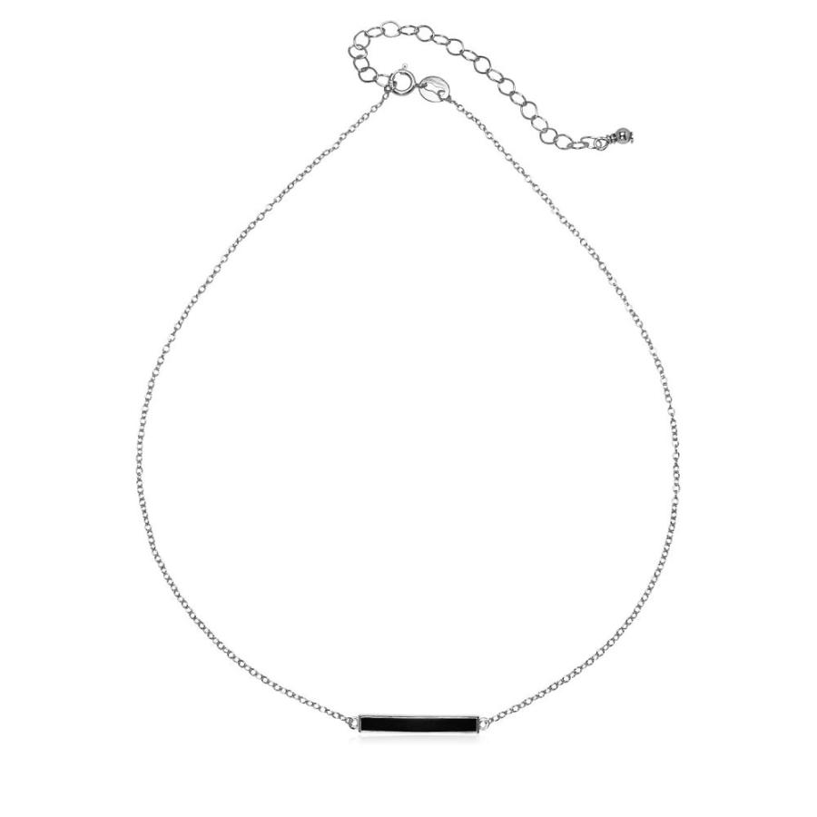 GemStar USA Sterling Silver Polished Black Bar Dainty Thin Chain Choke