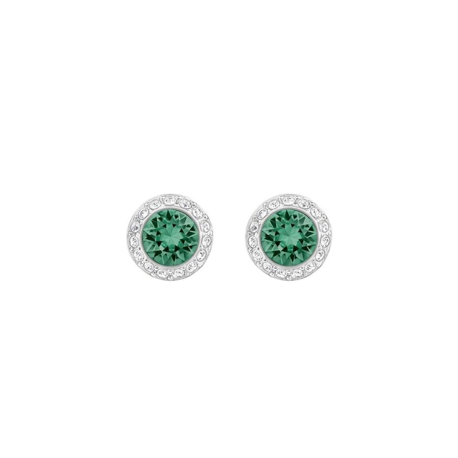 Swarovski Emerald Angelic Rhodium Plated Earrings