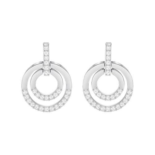 Swarovski Crystal Medium White Rhodium-Plated Circle Earrings