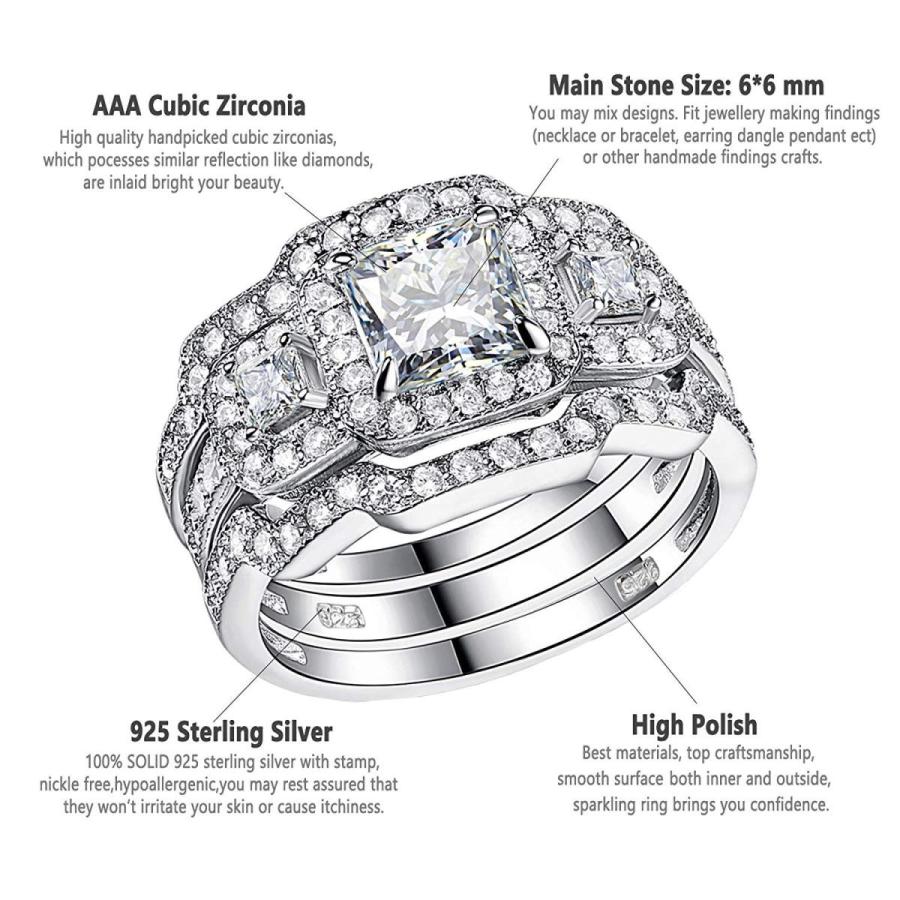 輸入品 Newshe Engagement Wedding Ring Set For Women 925 Sterling Silver 3pcs 特価 イラスト Paynow Universalpapershredding Com