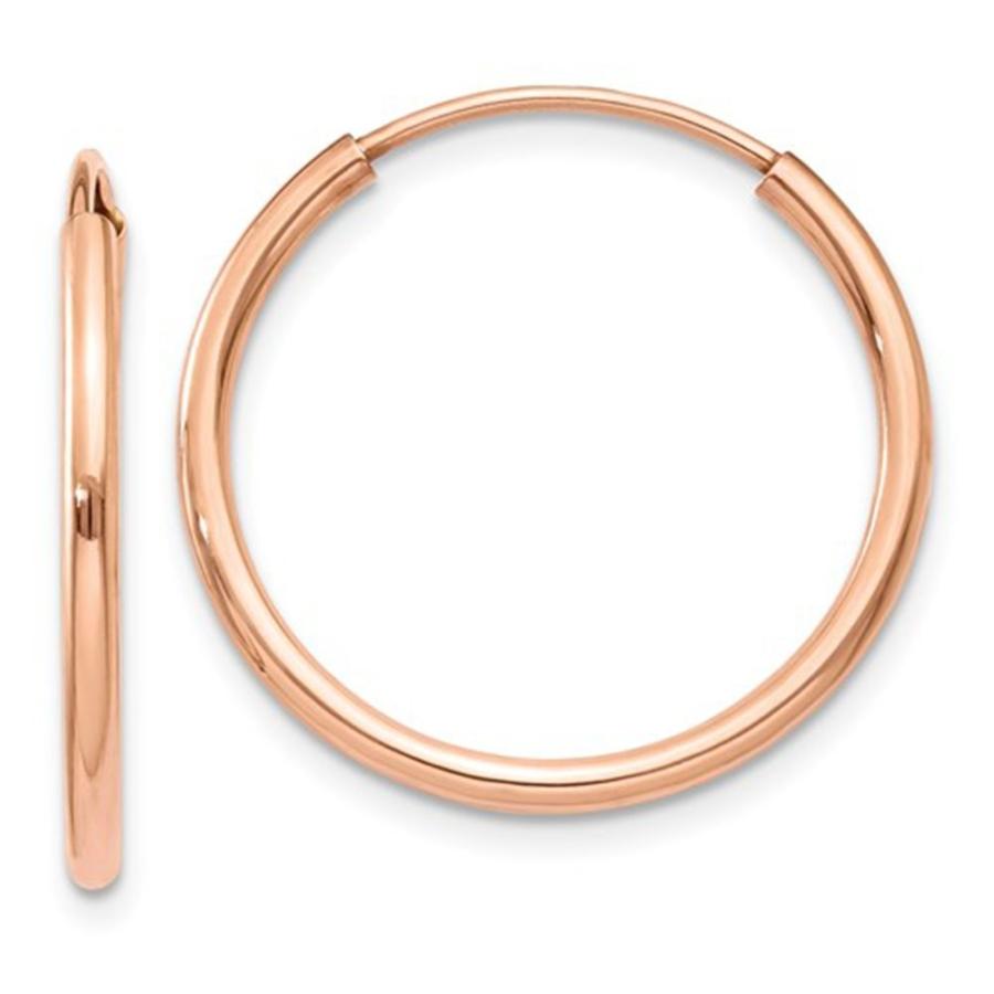 Medium 14k Rose Gold Continuous Endless Hoop Earrings, (1.5mm Tube) (2