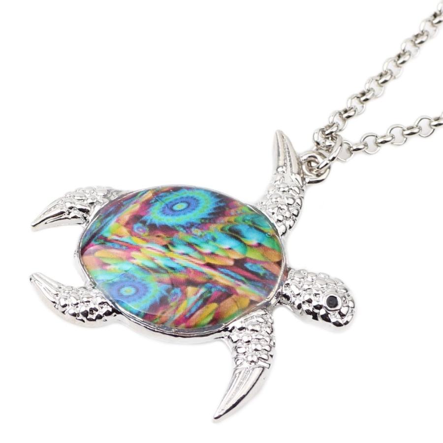 【レビューで送料無料】 Floral Ocean Sea Chain Enamel Turtle G Kids Women For Pendant Necklace ネックレス、ペンダント