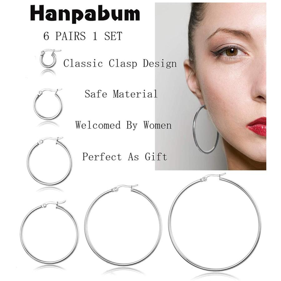 最適な価格 Hanpabum 6 Girls Women for Earrings Hoop Steel Stainless 10-60MM  Pairs ネックレス、ペンダント - pathwaysfl.org