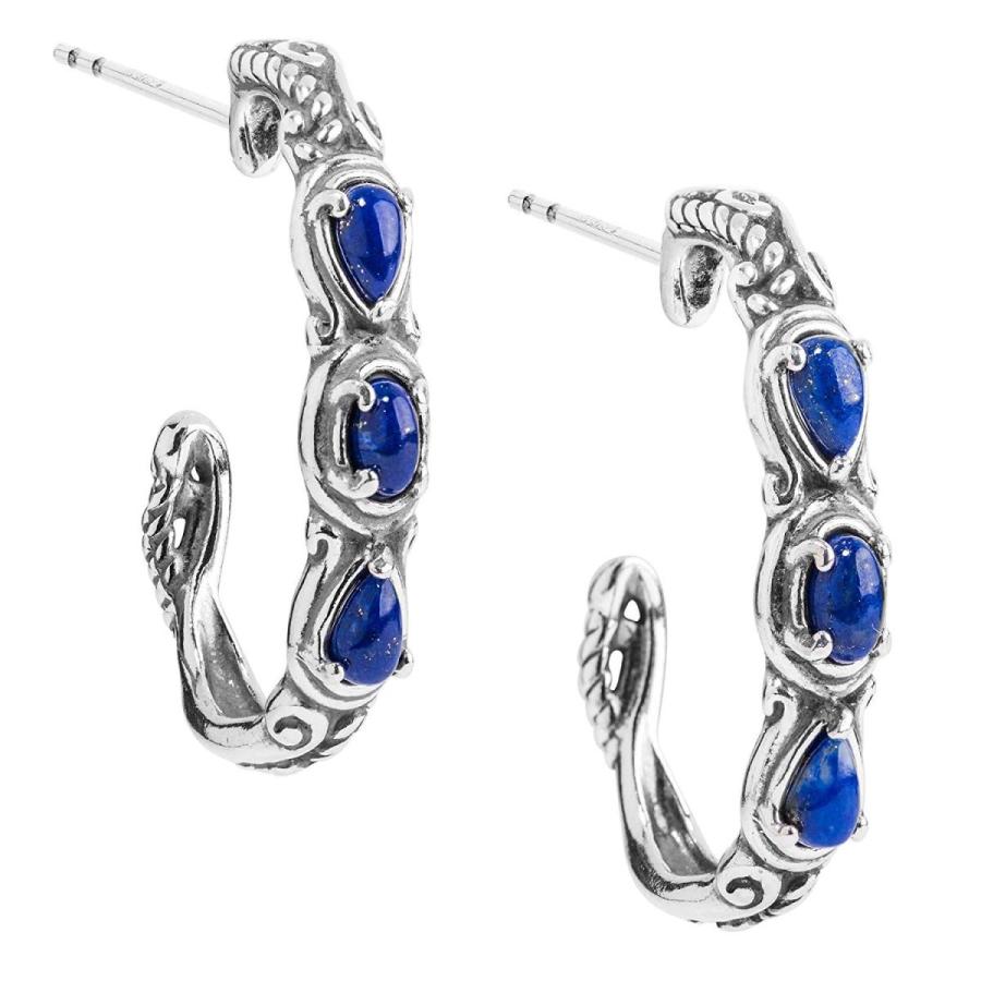 最も 925 Silver & Lapis 3 Stone Hoop Earrings | tfteeesh.com