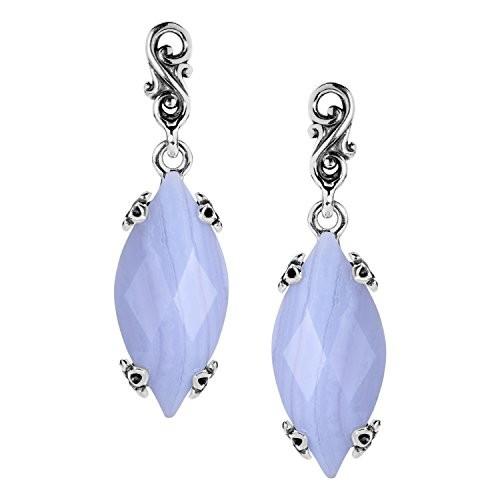925 Silver and Blue Lace Agate Earrings