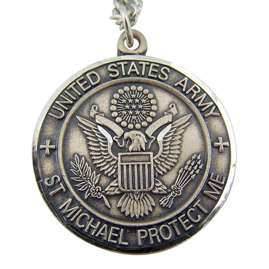 Sterling Silver 7/8-Inch Saint St Michael Protect Me Army Military Med