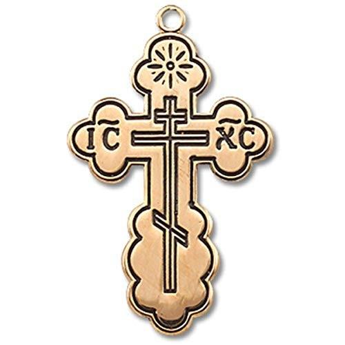 H&M 14KT Gold Tone over Sterling Silver 1 1/8 Inch Orthodox Cross Pend