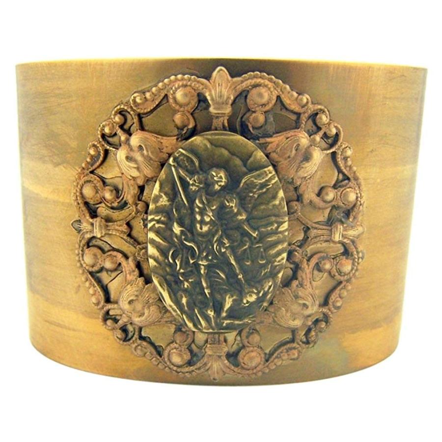 Saint Michael the Archangel 2 Inch Bronze Tone Wide Cuff Bracelet