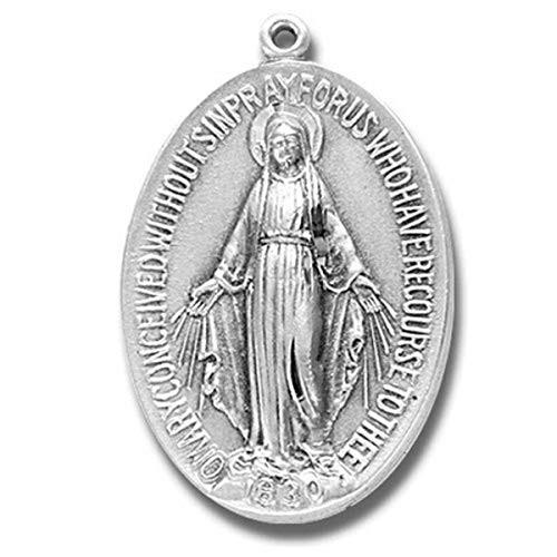 H&M Sterling Silver Large Miraculous with 27 Inch Rhodium Chain