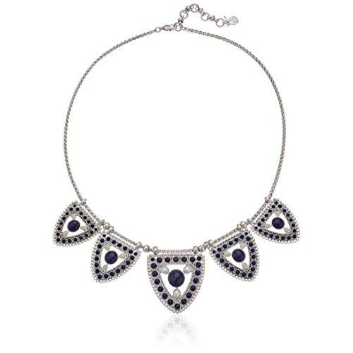 ラッキーブランド婦人クラスターチェーンパール＆ラピスカラーネックレス、シルバー、ワンサイズ