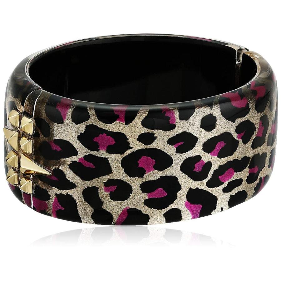 アレクシスBittarゴールデンスタッズベージュパンサーヒンジカフブレスレット