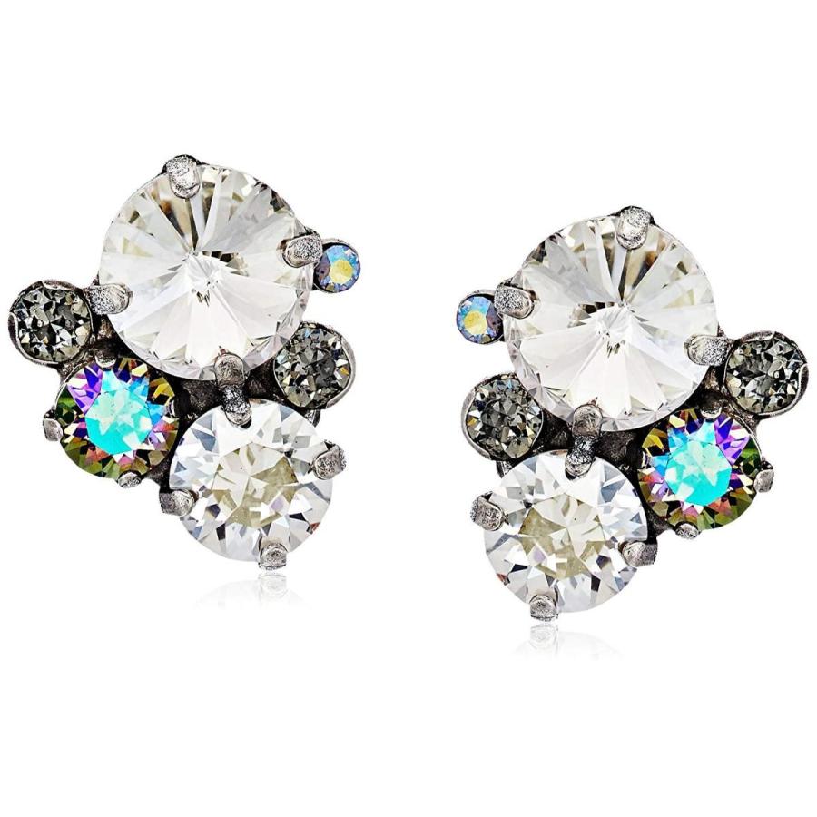 Sorrelli Coreアンティークシルバートーンクリスタルロックアソートラウンドポストピアス