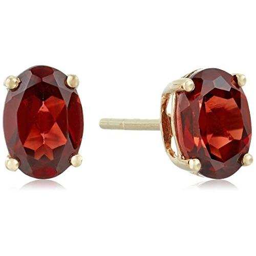 10k Yellow Gold Rhodolite Oval Stud Earrings