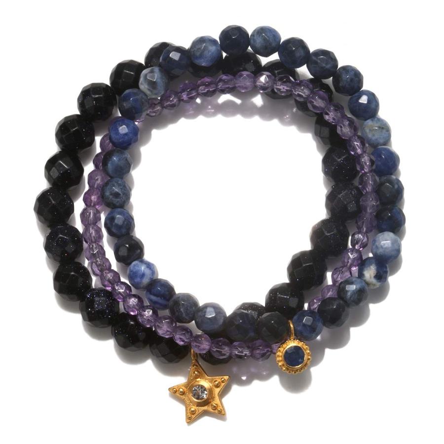 Satya Jewelry Women's Goldstone, Sodalite, Amethyst, Blue Sapphire Gol