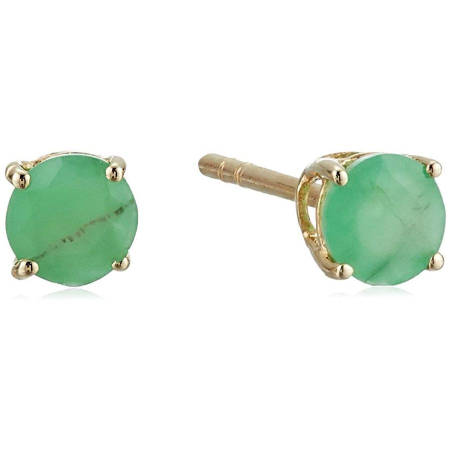 10k Yellow Gold Natural Emerald Stud Earrings