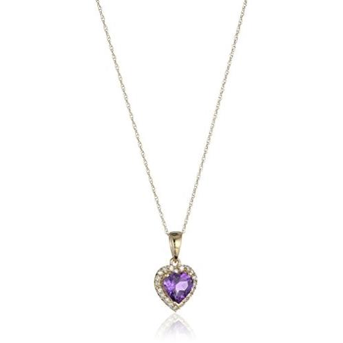 希少!大人気! 10k Yellow Gold African Amethyst Heart and Diamond