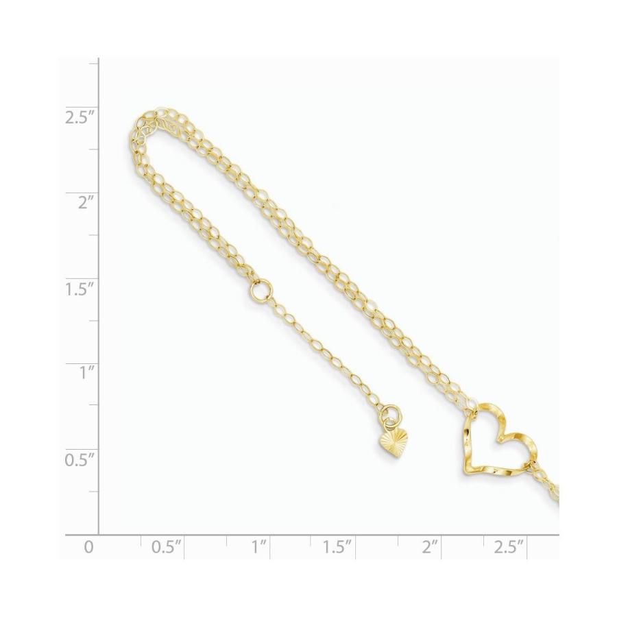 14 kイエローゴールドダブルストランドハート9 10調節可能なチェーンプラスサイズエクステンダーアンクレット足首ビーチブレスレットファイン