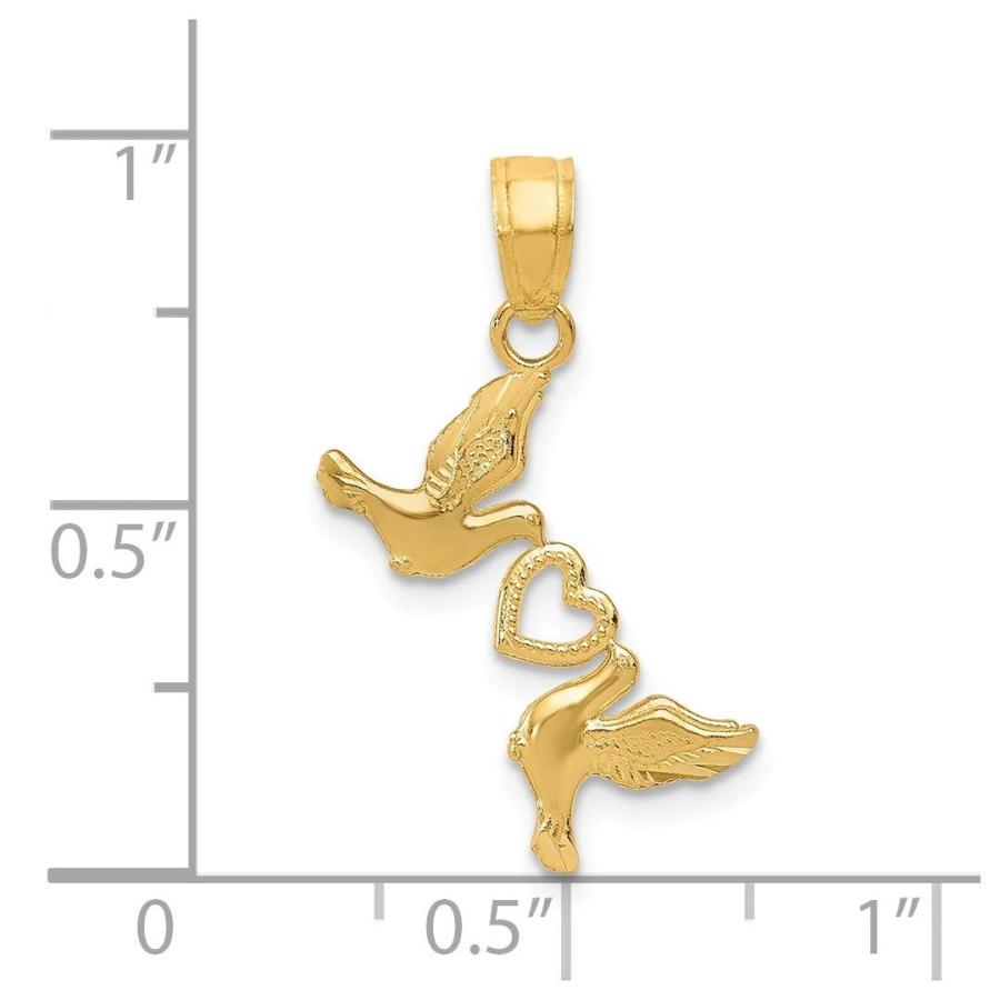 14 kイエローゴールド鳩ハートペンダントチャームネックレス愛ファインジュエリーギフト用女性用彼女