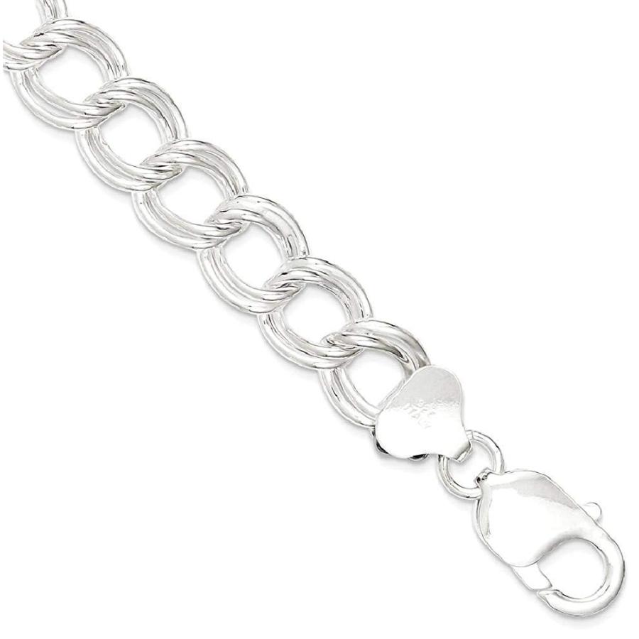 925スターリングシルバー10.5 mmダブルリンクチャームブレスレット7.5インチファインジュエリーギフト用女性