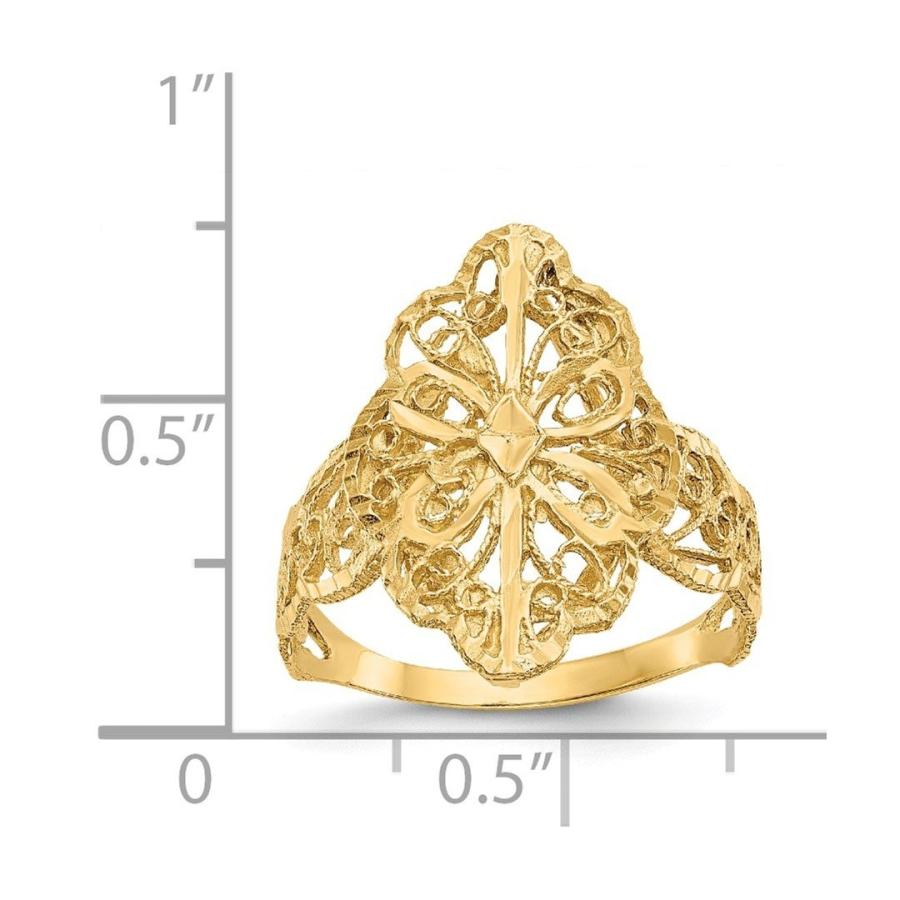 14Kイエローゴールドフィリグリーバンドリングサイズ6.00ファインジュエリーギフト用女性用