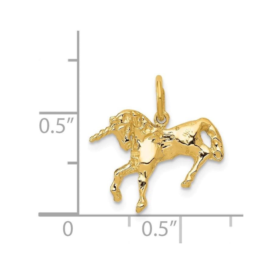 14 kイエローゴールドユニコーンペンダントチャームネックレス動物ファインジュエリーギフト用女性用彼女