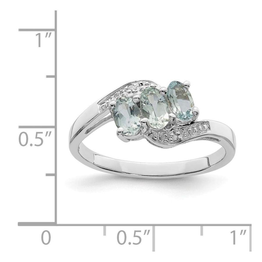 925スターリングシルバーアクアダイヤモンドバンドリングサイズ7.00宝石ファインジュエリーギフト用女性