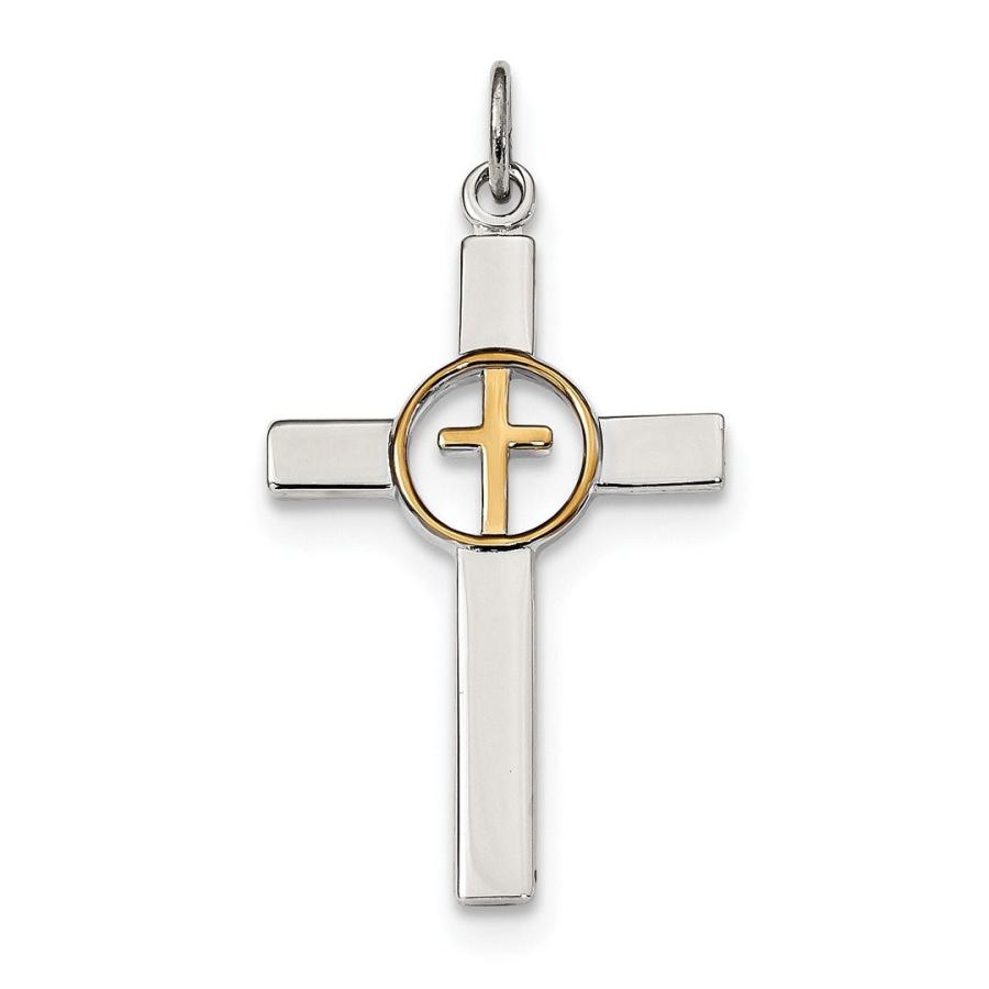 925スターリングシルバーゴールドメッキクロス宗教ペンダントチャームネックレスラテンファインジュエリーギフト用女性用彼女