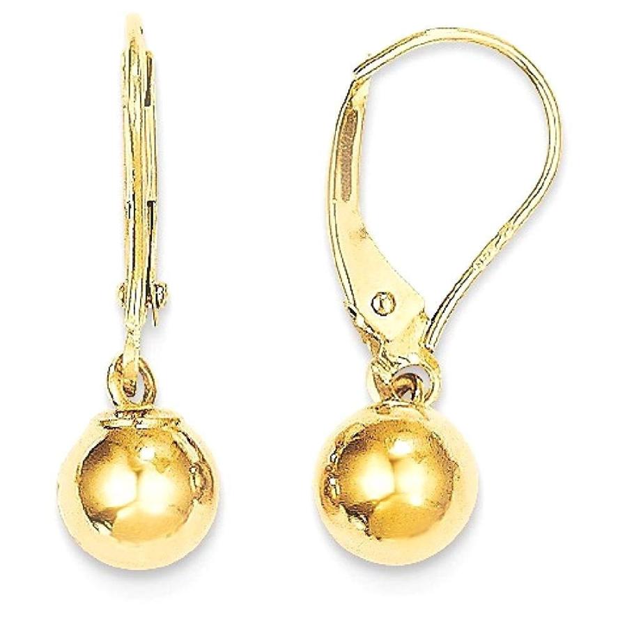 14 kイエローゴールドドロップブラブラシャンデリア6ミリメートルビーズレバーバックイヤリングレバーバックファインジュエリーギフト用女性用彼