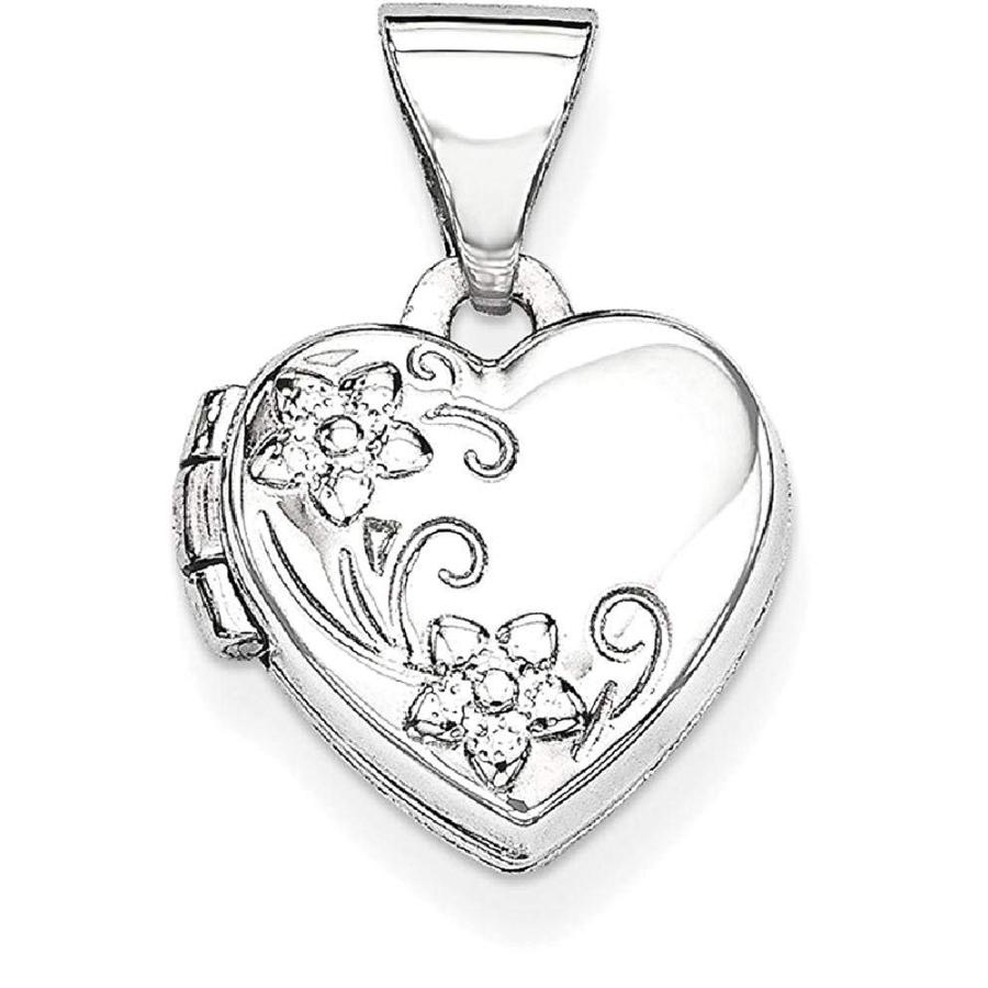 14 kホワイトゴールドハート形の花の写真のペンダントチャームロケットチェーンネックレス写真を保持するファインジュエリーギフト用女性