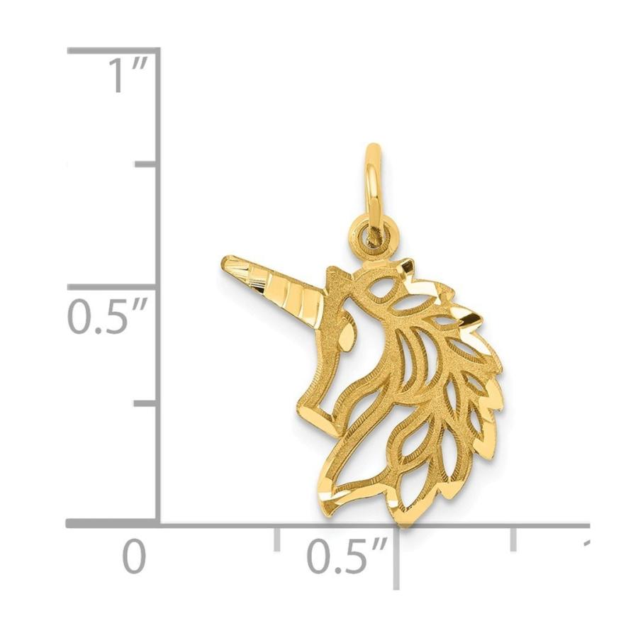 14 kイエローゴールドユニコーンヘッドペンダントチャームネックレス動物ユニコーンファインジュエリーギフト用女性用彼女