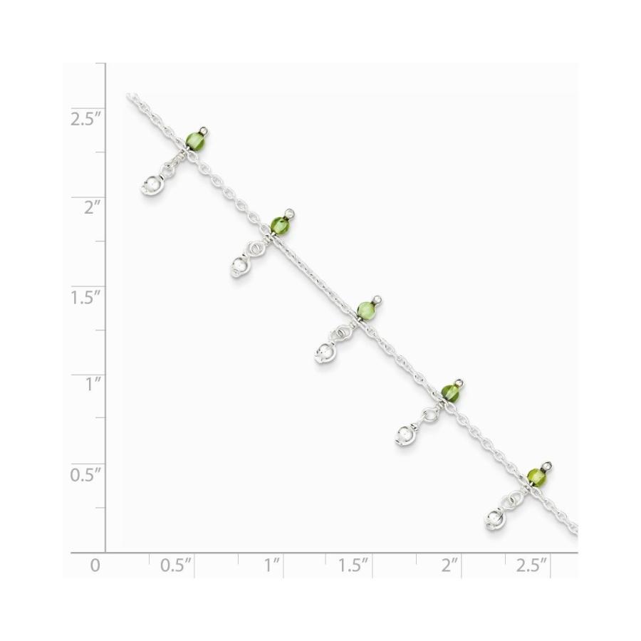 925スターリングシルバーグリーンペリドットビーズアンクルブレスレットアンクレットビーチチェーンファインジュエリーギフト用女性
