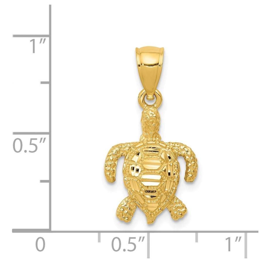 14 kイエローゴールド織り目加工ウミガメペンダントチャームネックレスライフファインジュエリーギフト用女性用彼女