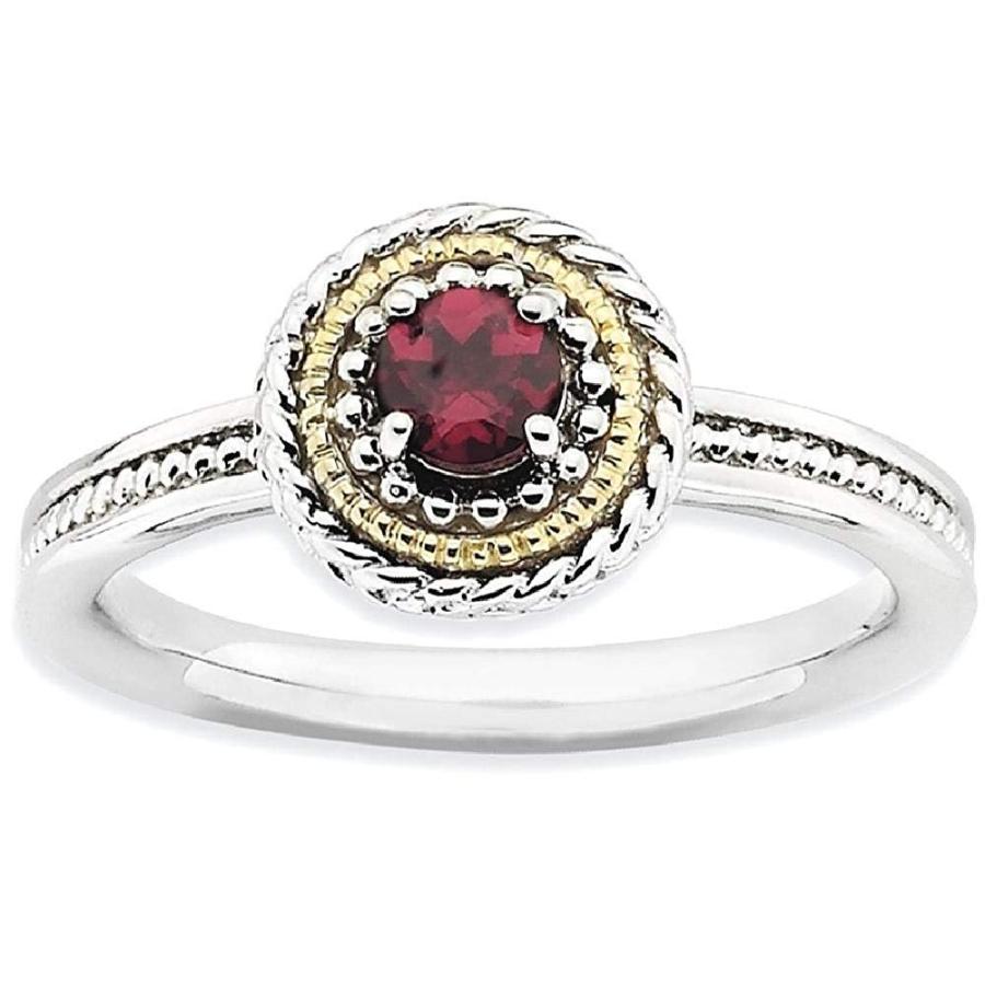 925スターリングシルバー14 kロードライトレッドガーネットバンドリングサイズ7.00積み重ね可能な宝石誕生石6月ファインジュエリーギフト