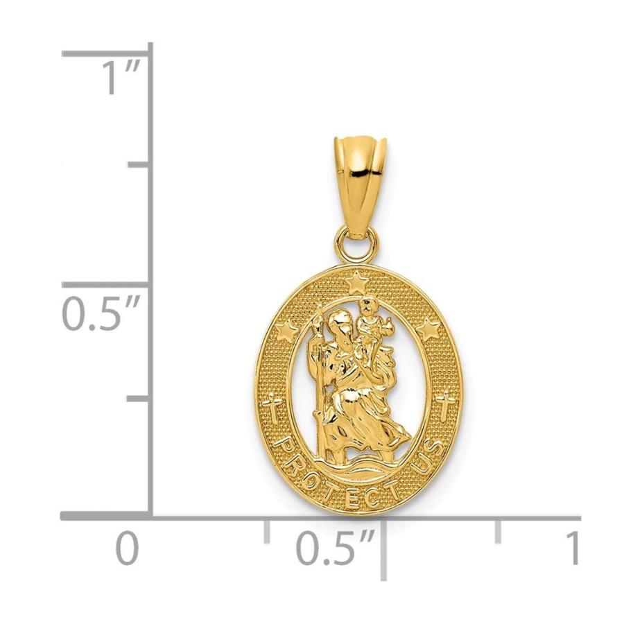 14 kイエローゴールドセントクリストファーペンダントチャームネックレス宗教パトロン聖メダルファインジュエリーギフト用女性用彼女