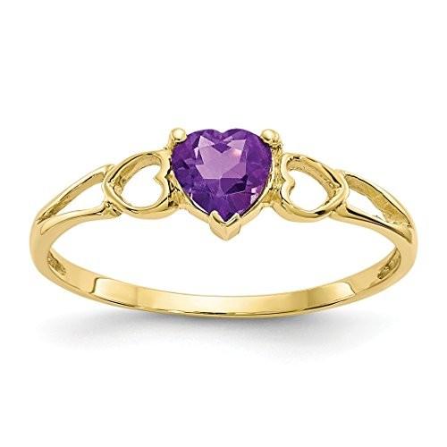 10k Yellow Gold Purple Amethyst Birthstone Band Ring Size 6.00 Stone F