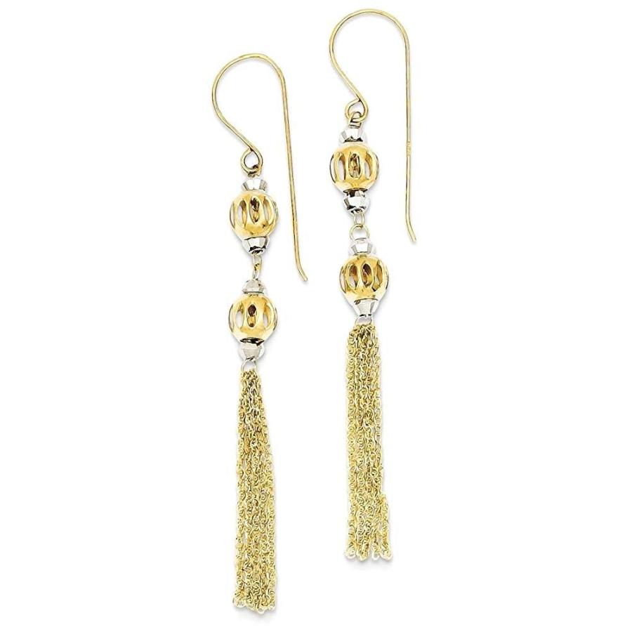 14 kツートーンイエローゴールドビーズチェーンドロップブラブラシャンデリアイヤリングファインジュエリーギフト用女性用彼女